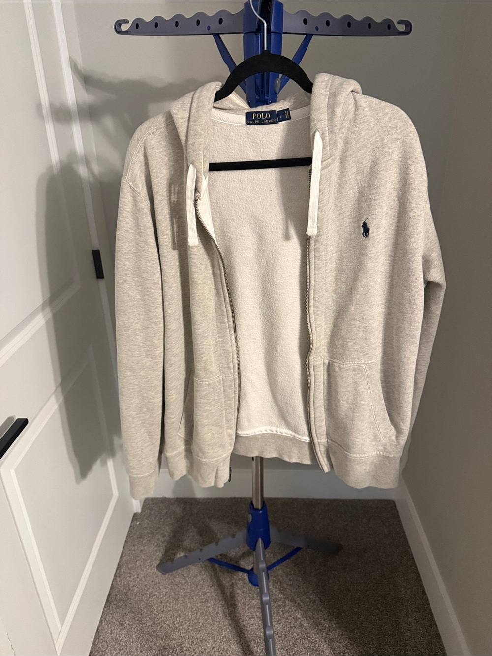Polo by Ralph Lauren Light Cream Zip-Up Hoodie Sweater